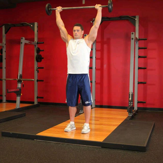 Standing Military Press by Brandon Mathews Exercise Howto Skimble