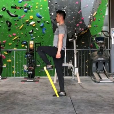 Standing Knee Drive - Lean Towards Wall And Holds