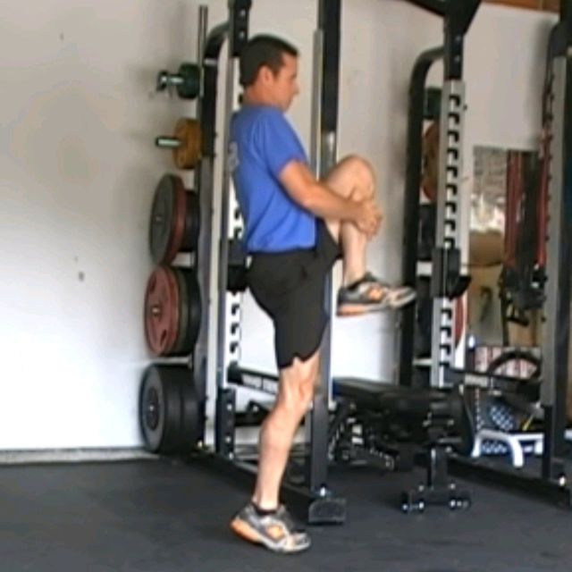 Standing Knee Hugs by Niks M Exercise Howto Skimble