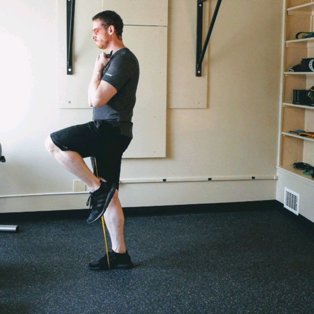 Band Bicep Curls, Single Leg by Patrick9 Morrisey Exercise Howto