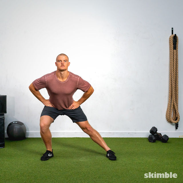 Right Lateral Lunges Exercise Howto Skimble Workout Trainer