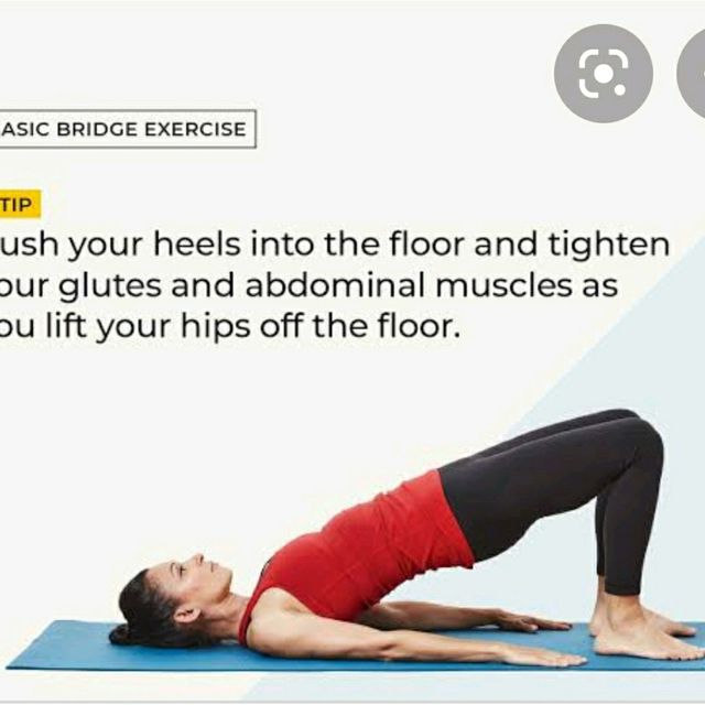 Bridging send knees forward over ankle joint and pull heels toward the