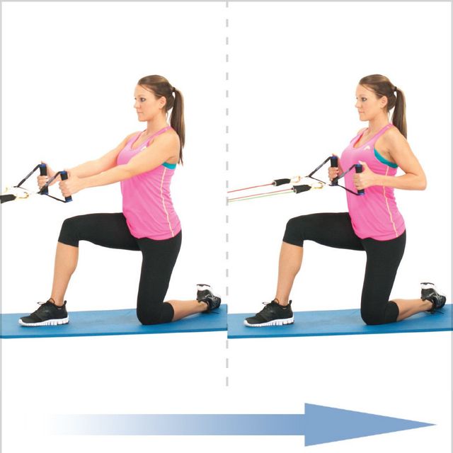 Kneeling Back Row With Tube Bands by Mz Coffee Exercise Howto Skimble