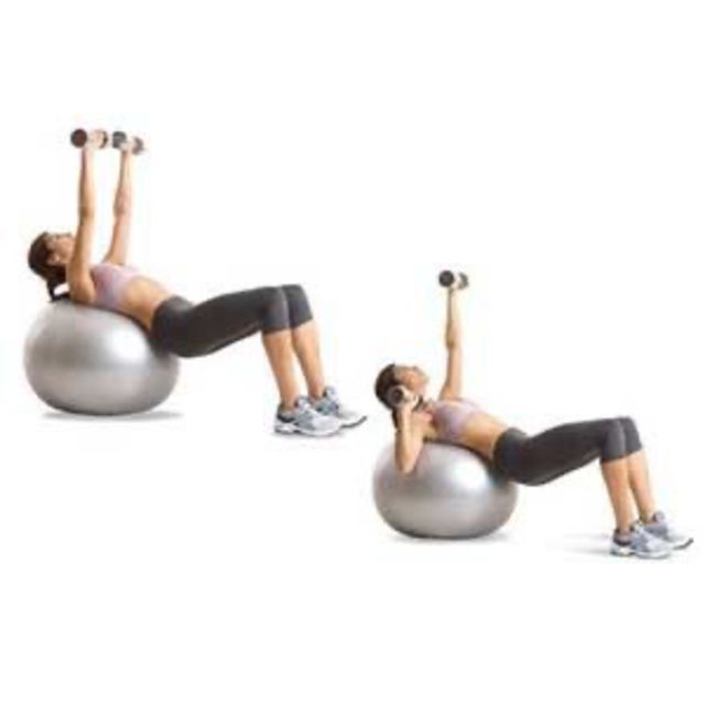 Stability Ball Alternating Dumbbell Press by Adele A. Exercise Howto