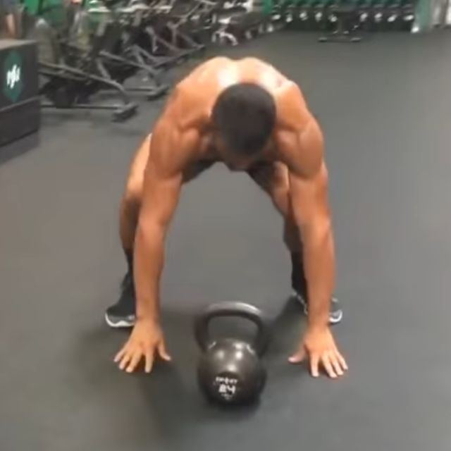 Kettlebell swing, squat press, burpee, step through, left, right by Al P. Exercise Howto