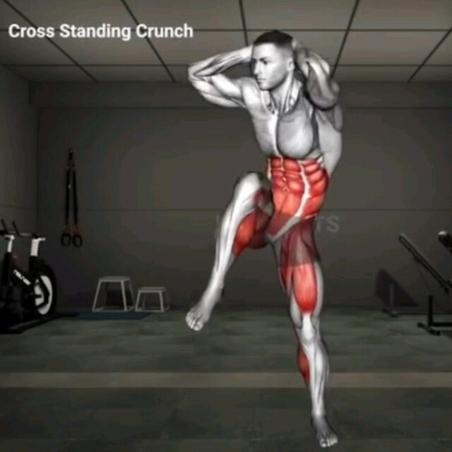 Cross Standing Crunches by Fábio P. Exercise Howto Skimble