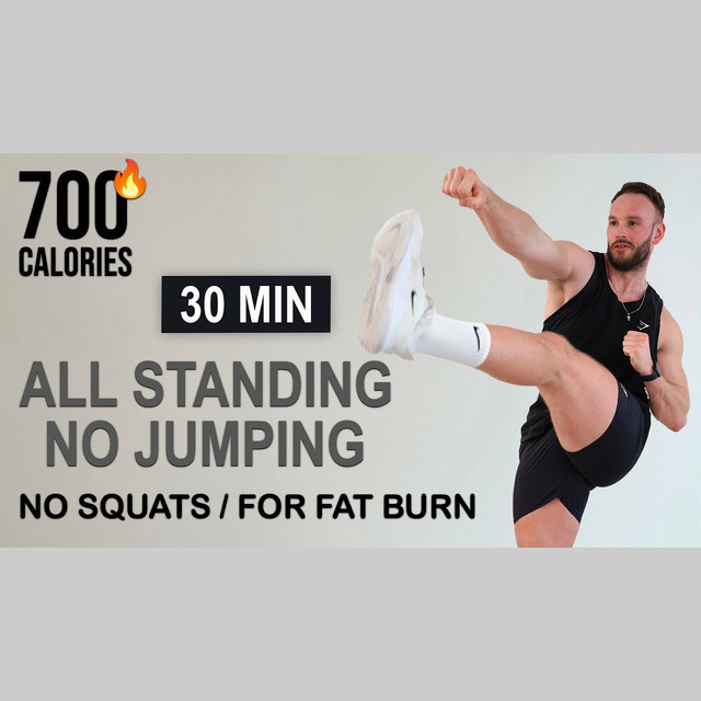 30 Min Intense Fat Burn | All Standing - No Jumping | No Squats (No ...