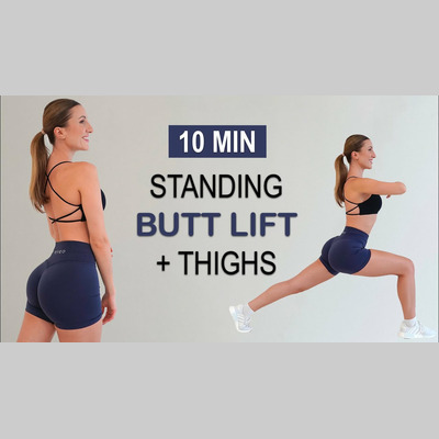 10 MIN STANDING BUTT LIFT + TONED THIGHS | Round Booty | No Equipment, No Repeat