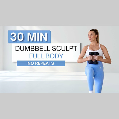 30 min NO REPEAT DUMBBELL SCULPT WORKOUT | Full Body | With Bench (Optional) | Pregnancy Friendly